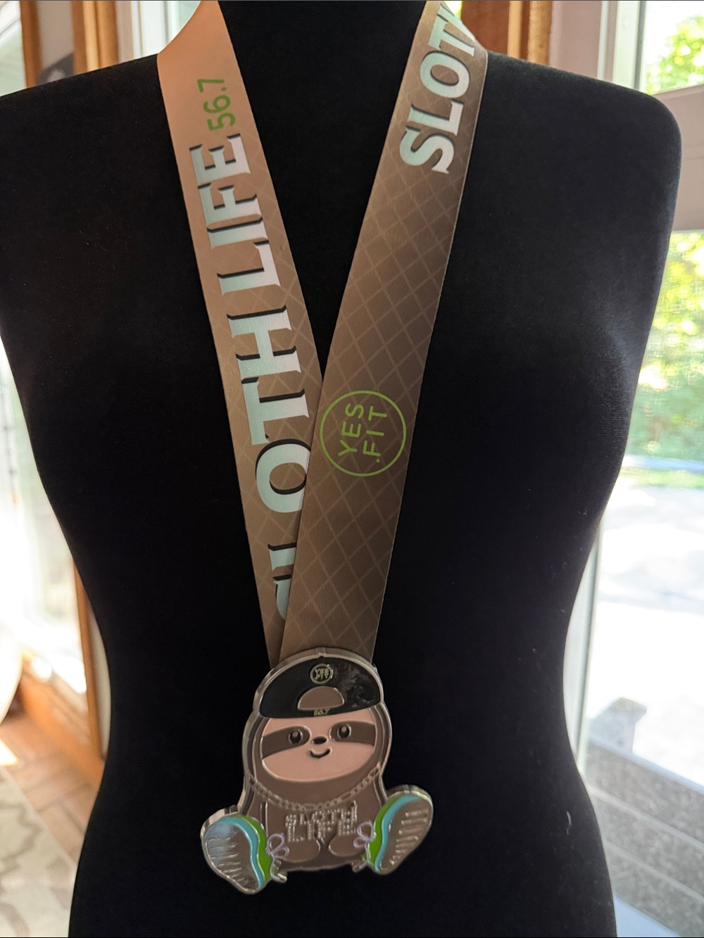 Yes fit Brown Sloth Medal with Brown Lanyard challenge medal